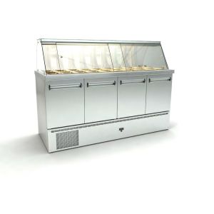 INOX DOBROS ΕΠΑΓΓΕΛΜΑΤΙΚΟ ΨΥΓΕΙΟ ΣΑΛΑΤΩΝ ΜΕ 4 ΠΟΡΤΕΣ ΜΕ 1 ΣΕΙΡΑ ΛΕΚΑΝΑΚΙΑ 1/4 ΜΕ ΜΟΤΕΡ ΚΑΤΩ