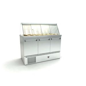 INOX DOBROS ΕΠΑΓΓΕΛΜΑΤΙΚΟ ΨΥΓΕΙΟ ΣΑΛΑΤΩΝ ΜΕ 3 ΠΟΡΤΕΣ ΜΕ 1 ΣΕΙΡΑ ΛΕΚΑΝΑΚΙΑ 1/4 ΜΕ ΜΟΤΕΡ ΚΑΤΩ