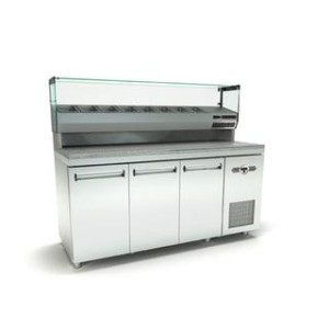 INOX DOBROS ΨΥΓΕΙΟ ΠΙΤΣΑΣ ΜΕ ΓΡΑΝΙΤΗ ΜΕ 2 ΠΟΡΤΕΣ GN 