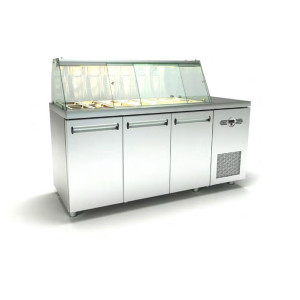 INOX DOBROS ΕΠΑΓΓΕΛΜΑΤΙΚΟ ΨΥΓΕΙΟ ΣΑΛΑΤΩΝ ΜΕ 3 ΠΟΡΤΕΣ ΜΕ 1 ΣΕΙΡΑ ΛΕΚΑΝΑΚΙΑ 1/4 ΜΕ ΜΟΤΕΡ ΔΕΞΙΑ