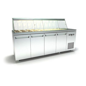 INOX DOBROS ΕΠΑΓΓΕΛΜΑΤΙΚΟ ΨΥΓΕΙΟ ΣΑΛΑΤΩΝ ΜΕ 4 ΠΟΡΤΕΣ ΜΕ 1 ΣΕΙΡΑ ΛΕΚΑΝΑΚΙΑ 1/4 ΜΕ ΜΟΤΕΡ ΔΕΞΙΑ